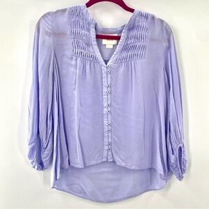 Anthropologie Maeve Pleated Button Front Blouse
